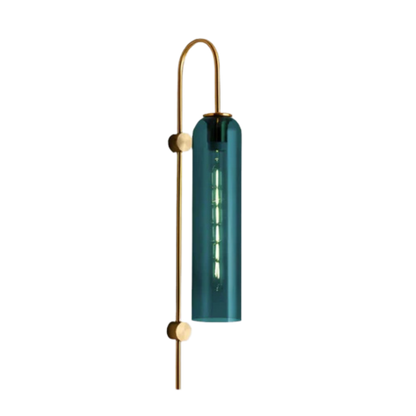 Brass Arc Textured Glass Cylinder Wall Sconce Indoor Wall Light
