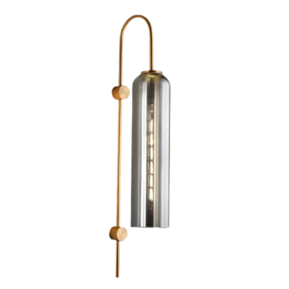 Brass Arc Textured Glass Cylinder Wall Sconce Indoor Wall Light
