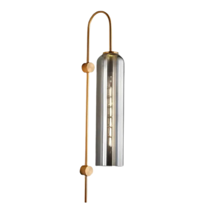 Brass Arc Textured Glass Cylinder Wall Sconce Indoor Wall Light