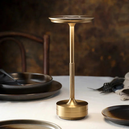 Brass Cordless Rechargeable LED Table Lamp USB Metal Bedside Lamp