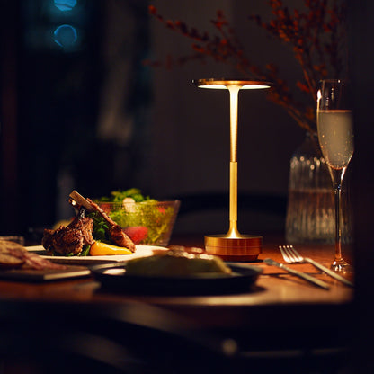 Brass Cordless Rechargeable LED Table Lamp USB Metal Bedside Lamp