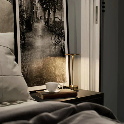 Brass Cordless Rechargeable LED Table Lamp USB Metal Bedside Lamp