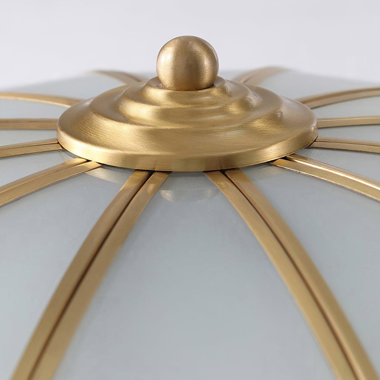 Brass Flower Shape Flush Mount Ceiling Light Frosted Glass Scalloped