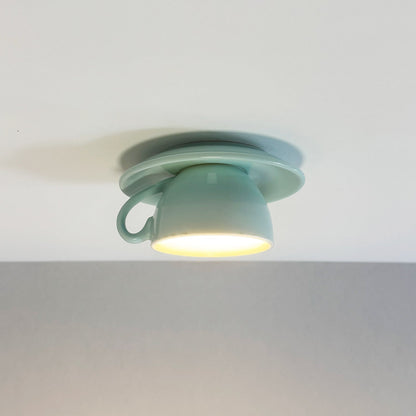 Ceramic Coffee Cup Flush Mount Ceiling Light Colourful
