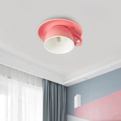 Ceramic Coffee Cup Flush Mount Ceiling Light Colourful