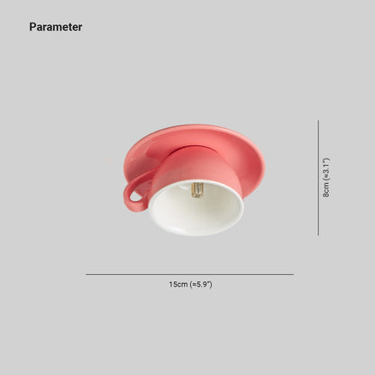 Ceramic Coffee Cup Flush Mount Ceiling Light Colourful