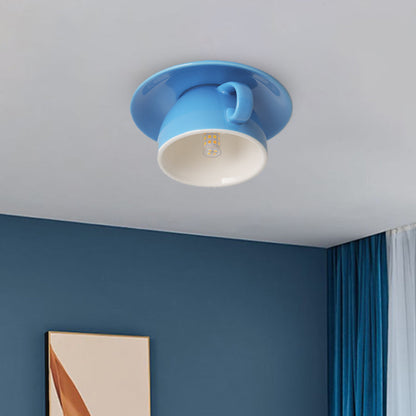 Ceramic Coffee Cup Flush Mount Ceiling Light Colourful