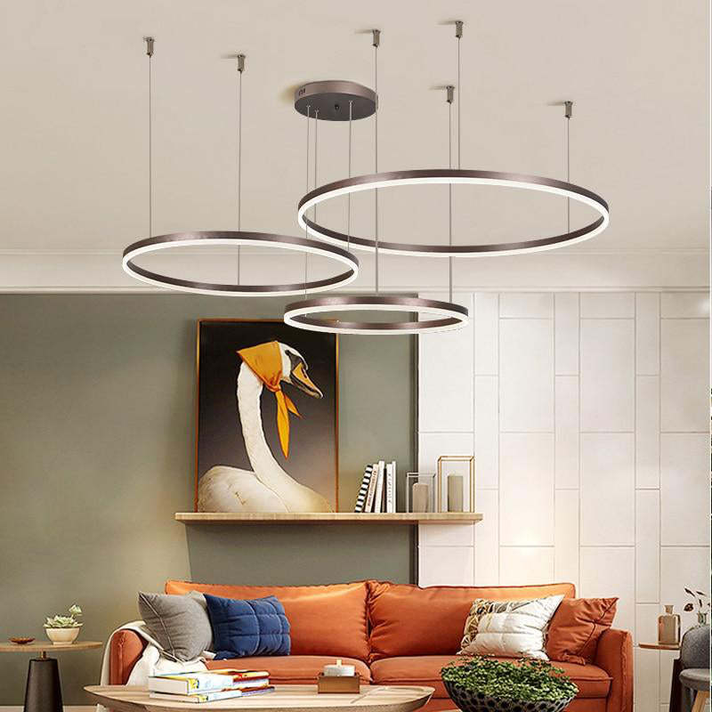 Circular Ring Cluster LED Pendant Light Black Gold Coffee