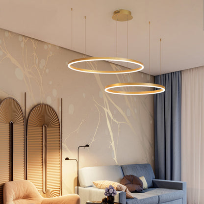 Circular Ring Cluster LED Pendant Light Black Gold Coffee