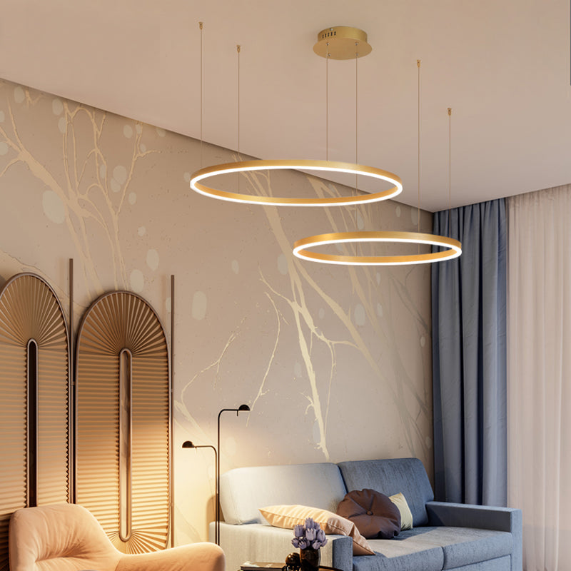 Circular Ring Cluster LED Pendant Light Black Gold Coffee