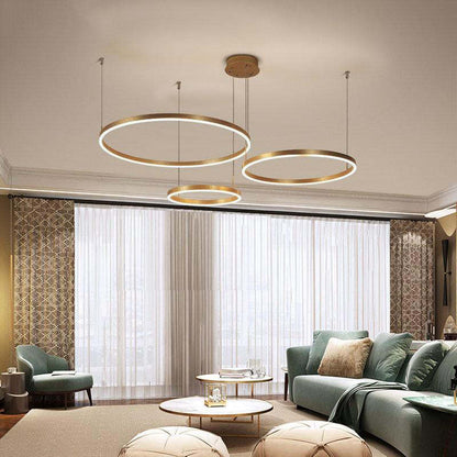 Circular Ring Cluster LED Pendant Light Black Gold Coffee