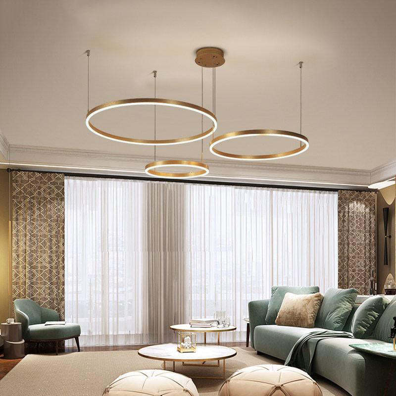 Circular Ring Cluster LED Pendant Light Black Gold Coffee