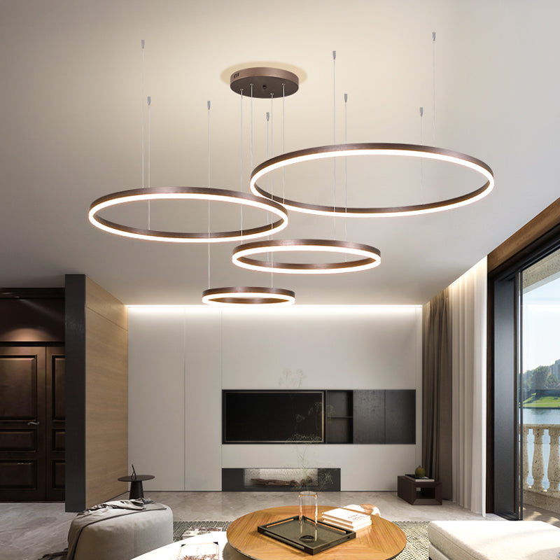 Circular Ring Cluster LED Pendant Light Black Gold Coffee