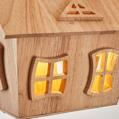 Colourful Balloon House Kids Flush Mount Ceiling Light In Wood And Acrylic