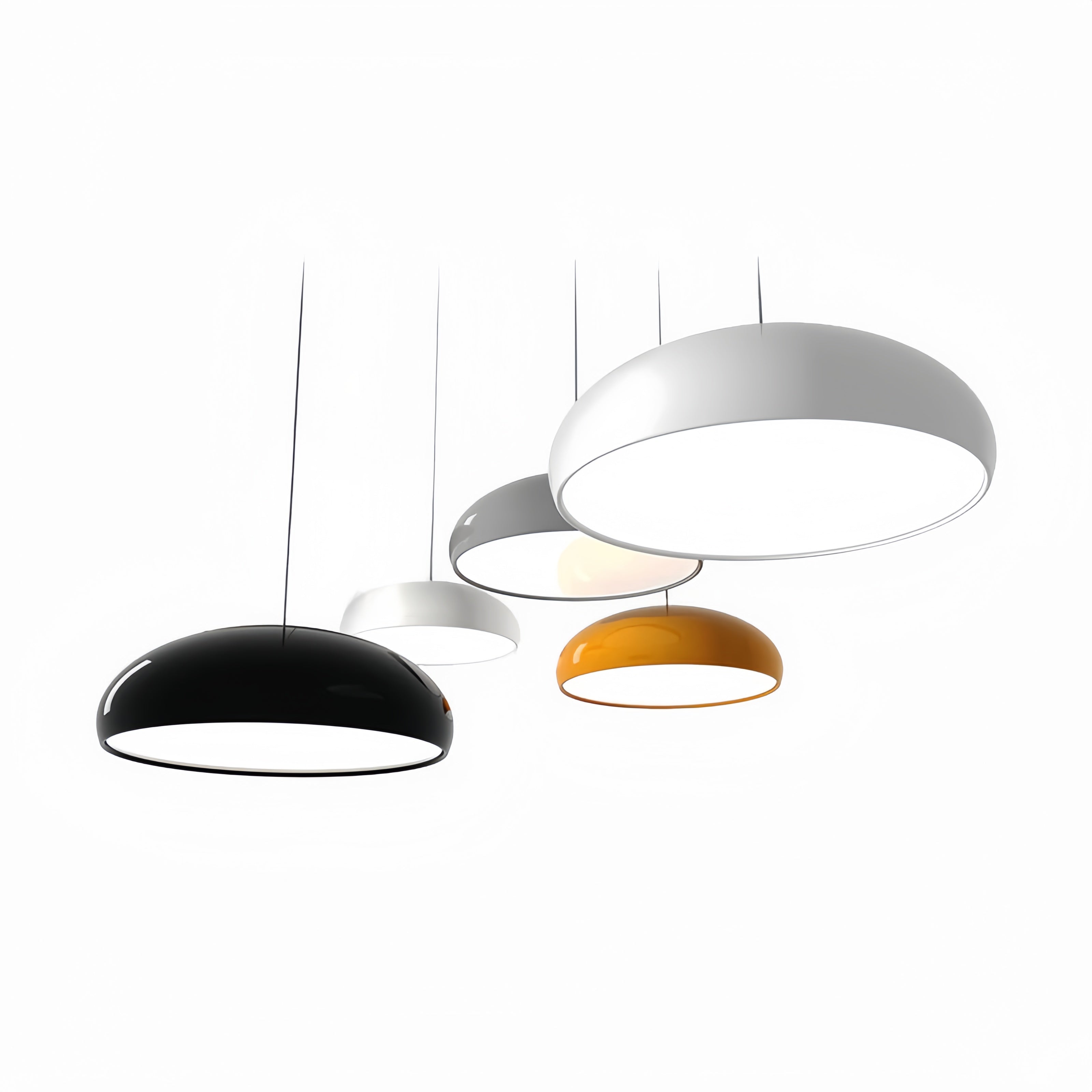 Curved Dome Metal Pendant Light Black White Orange Wine Red