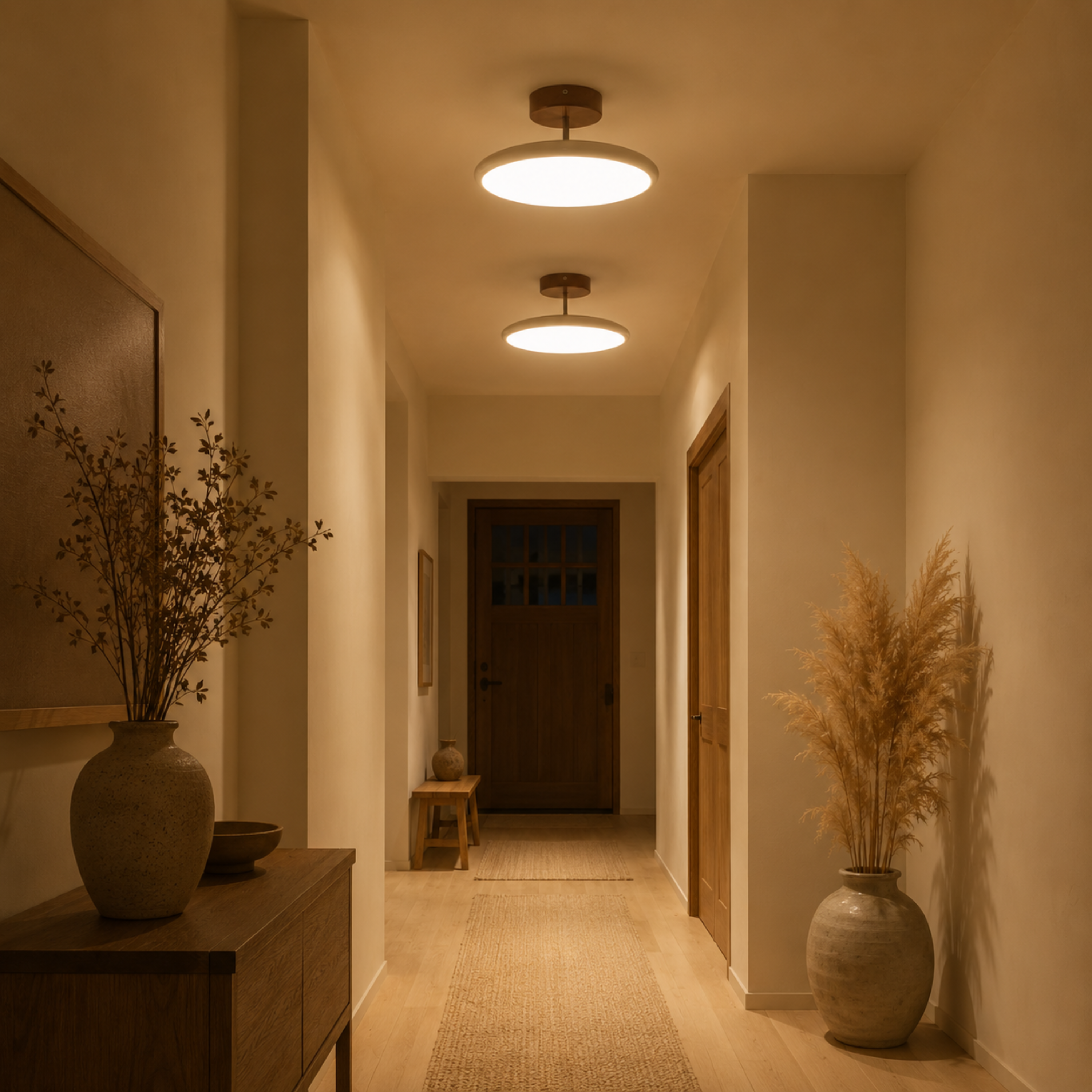 Dimmable Round Downlight Ceiling Light With Remote Control In Beige White Or Green