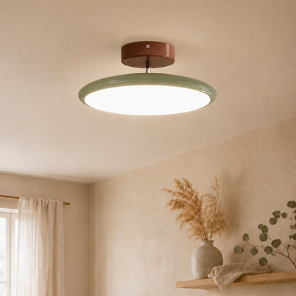 Dimmable Round Downlight Ceiling Light With Remote Control In Beige White Or Green