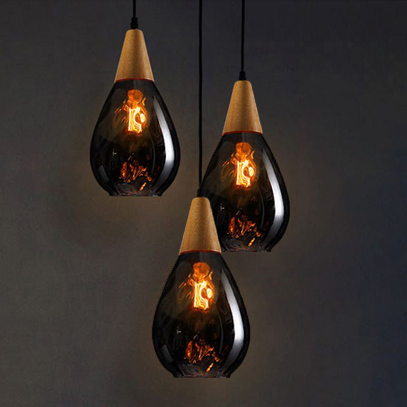 Dimpled Glass Drop Pendant Light With Metal Top
