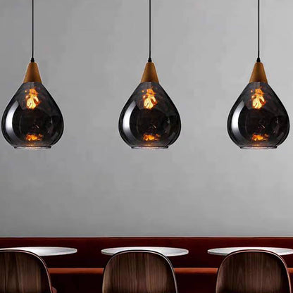 Dimpled Glass Drop Pendant Light With Metal Top