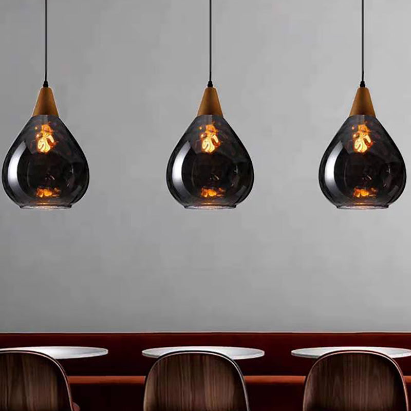 Dimpled Glass Drop Pendant Light With Metal Top