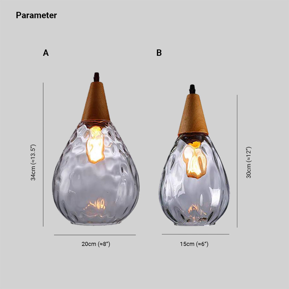 Dimpled Glass Drop Pendant Light With Metal Top