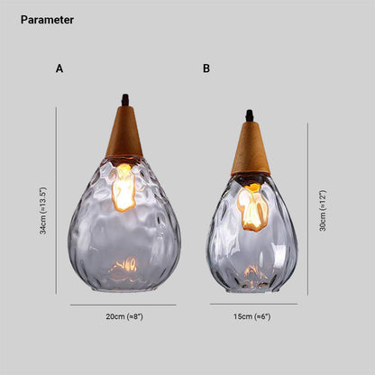 Dimpled Glass Drop Pendant Light With Metal Top