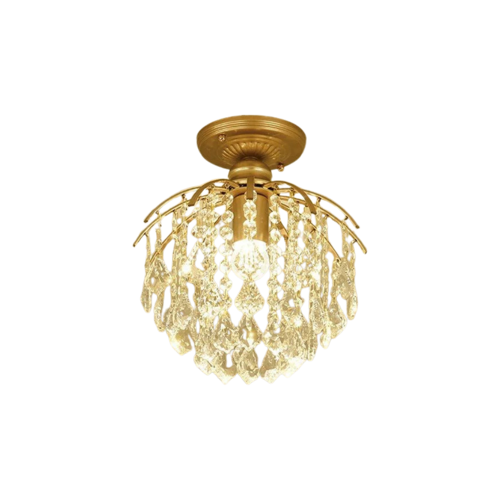 Faceted Crystal Dimmable Ceiling Light Flush Mount or Pendant
