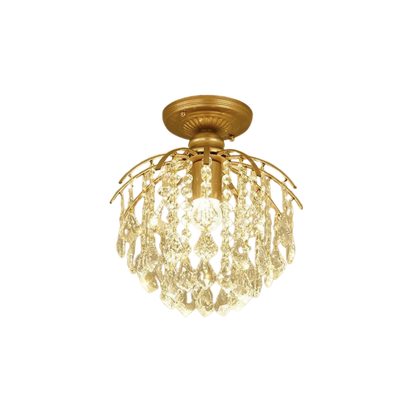 Faceted Crystal Dimmable Ceiling Light Flush Mount or Pendant