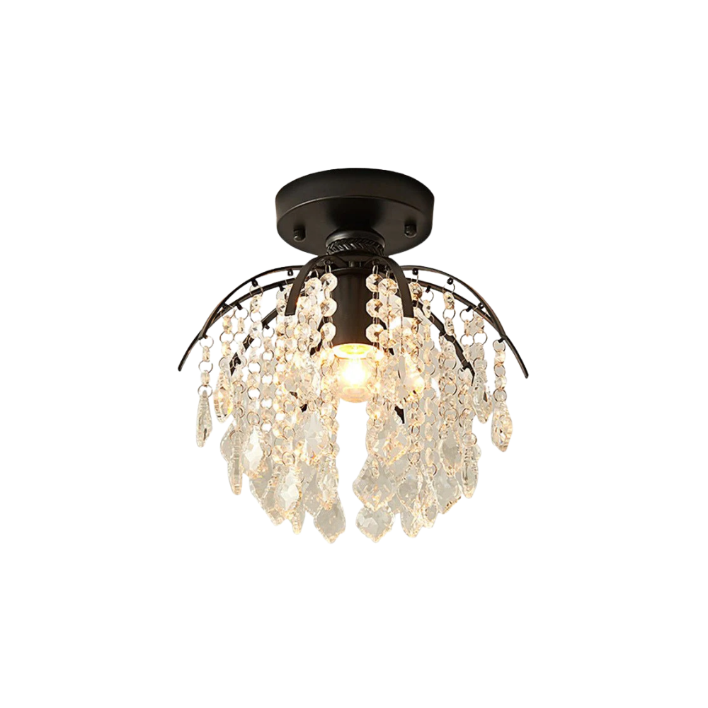 Faceted Crystal Dimmable Ceiling Light Flush Mount or Pendant
