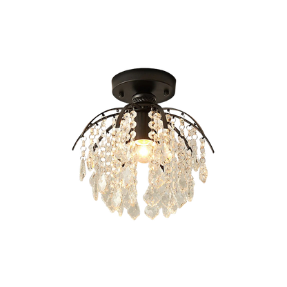 Faceted Crystal Dimmable Ceiling Light Flush Mount or Pendant