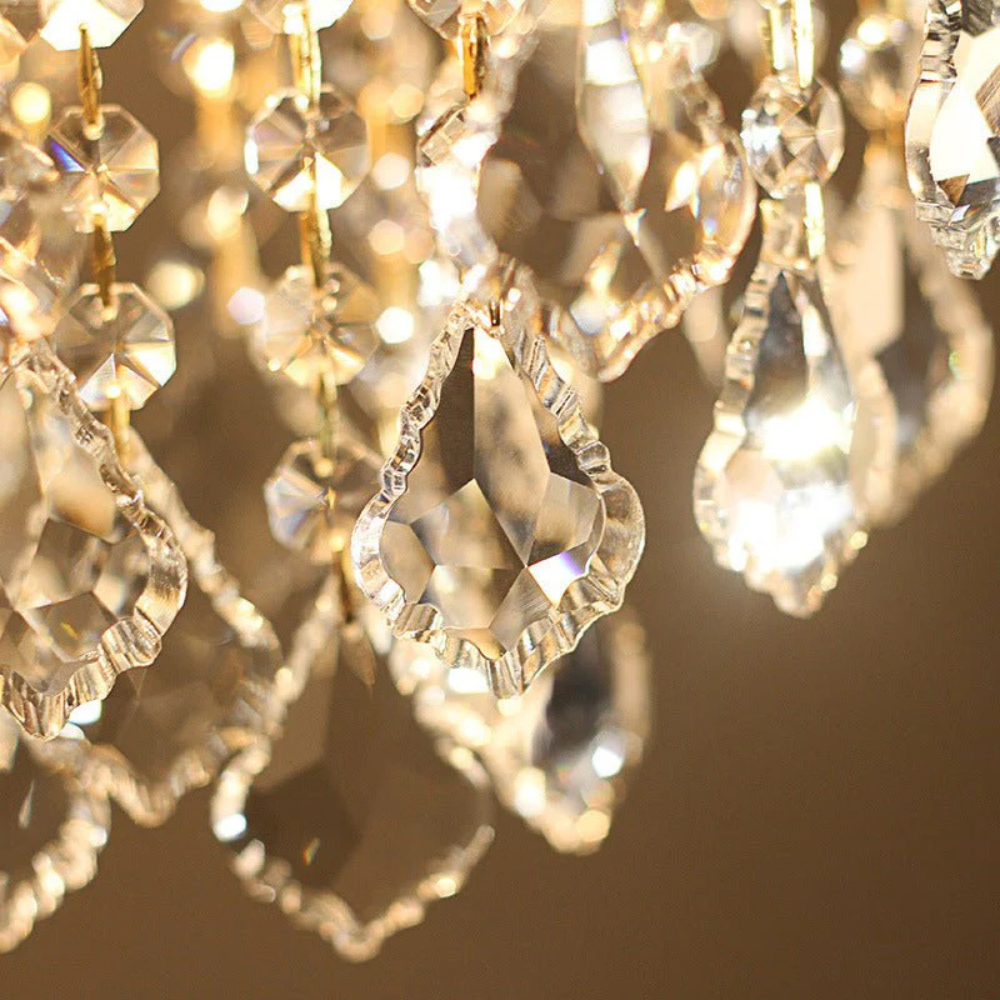 Faceted Crystal Dimmable Ceiling Light Flush Mount or Pendant