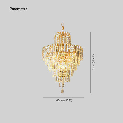 Five Layer Tiered Crystal Chandelier Gold Finish Dining Room Ceiling Light