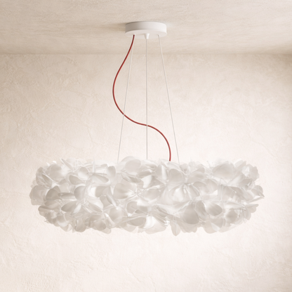 Flower Petal Cluster Pendant Light in White or Gold