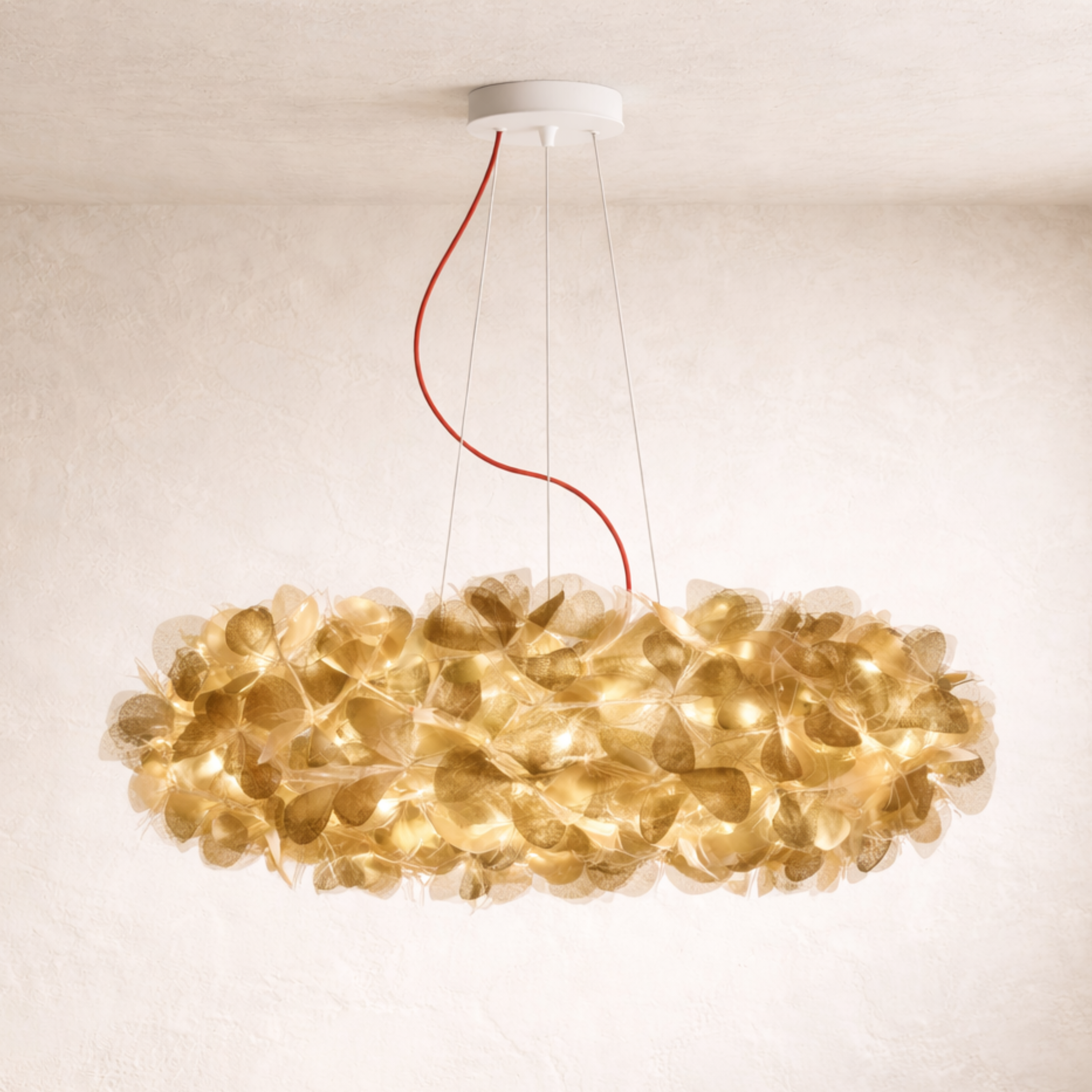 Flower Petal Cluster Pendant Light in White or Gold