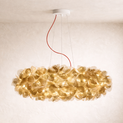 Flower Petal Cluster Pendant Light in White or Gold