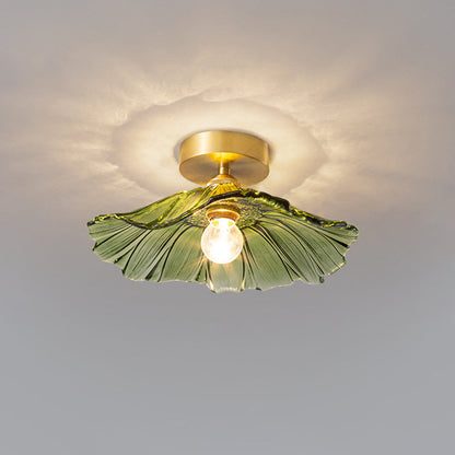 Flower Petal Glass Pendant Light Scalloped Shade Brass Pink Vintage