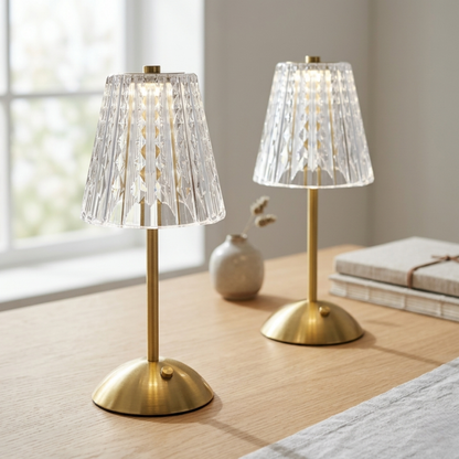 Gold Crystal Effect Cordless LED Table Lamp USB Rechargeable Touch Lamp