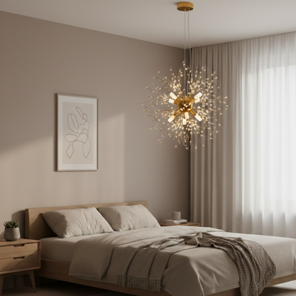 Gold Crystal Sputnik Firework Chandelier Pendant Ceiling Light