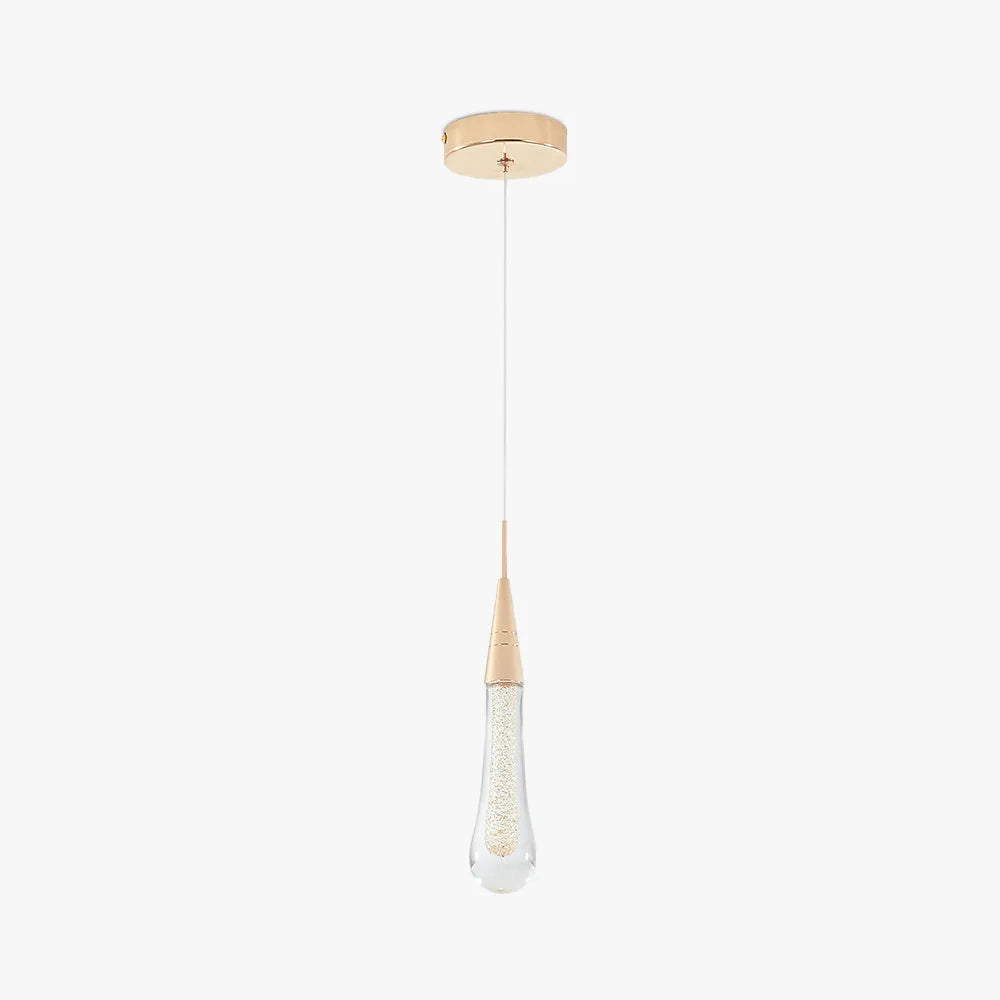 Gold Crystal Water Drop Pendant Light