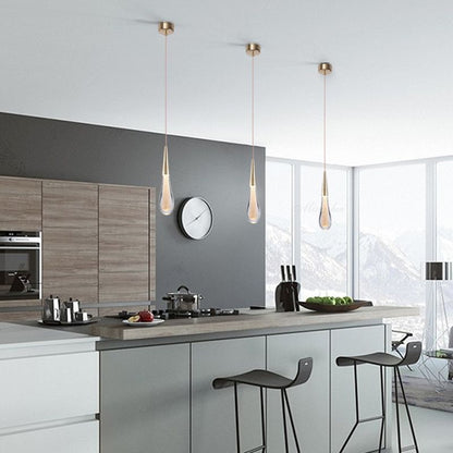 Gold Crystal Water Drop Pendant Light