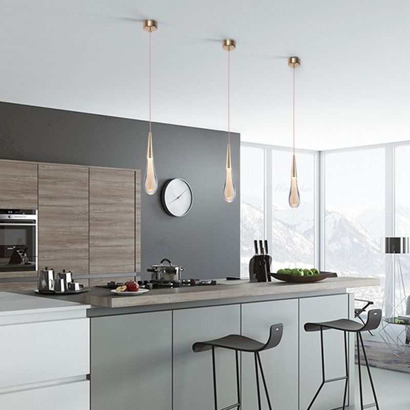Gold Crystal Water Drop Pendant Light