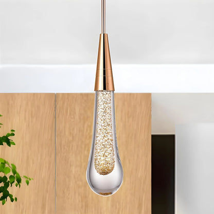 Gold Crystal Water Drop Pendant Light