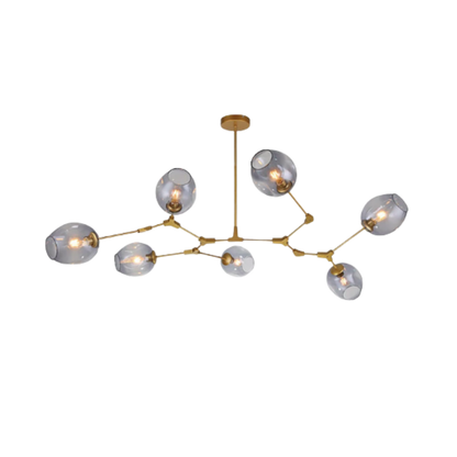 Gold Mid Century Clear Glass Globe Chandelier Branching Ceiling Light