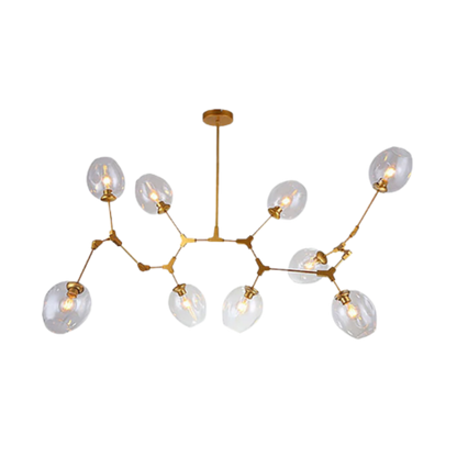 Gold Mid Century Clear Glass Globe Chandelier Branching Ceiling Light