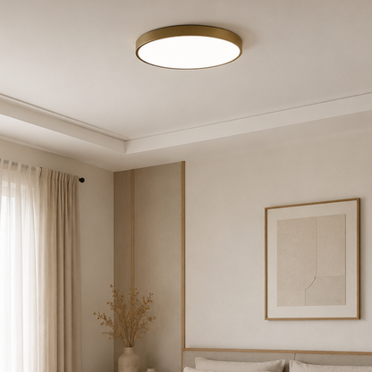 Gold Round Slim Profile LED Flush Mount Ceiling Light