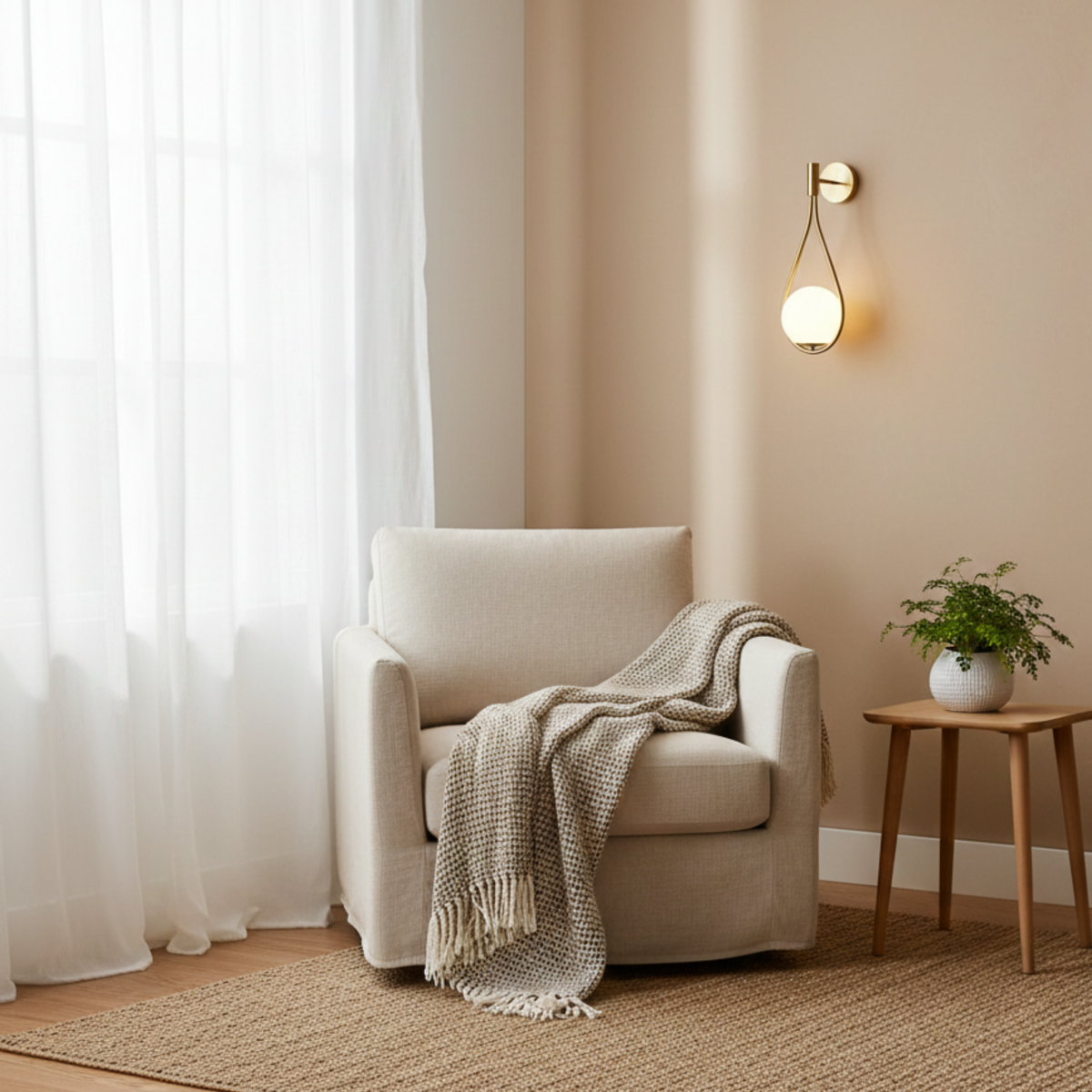 Gold Tone Metal Wall Sconce with White Glass Globe Shade