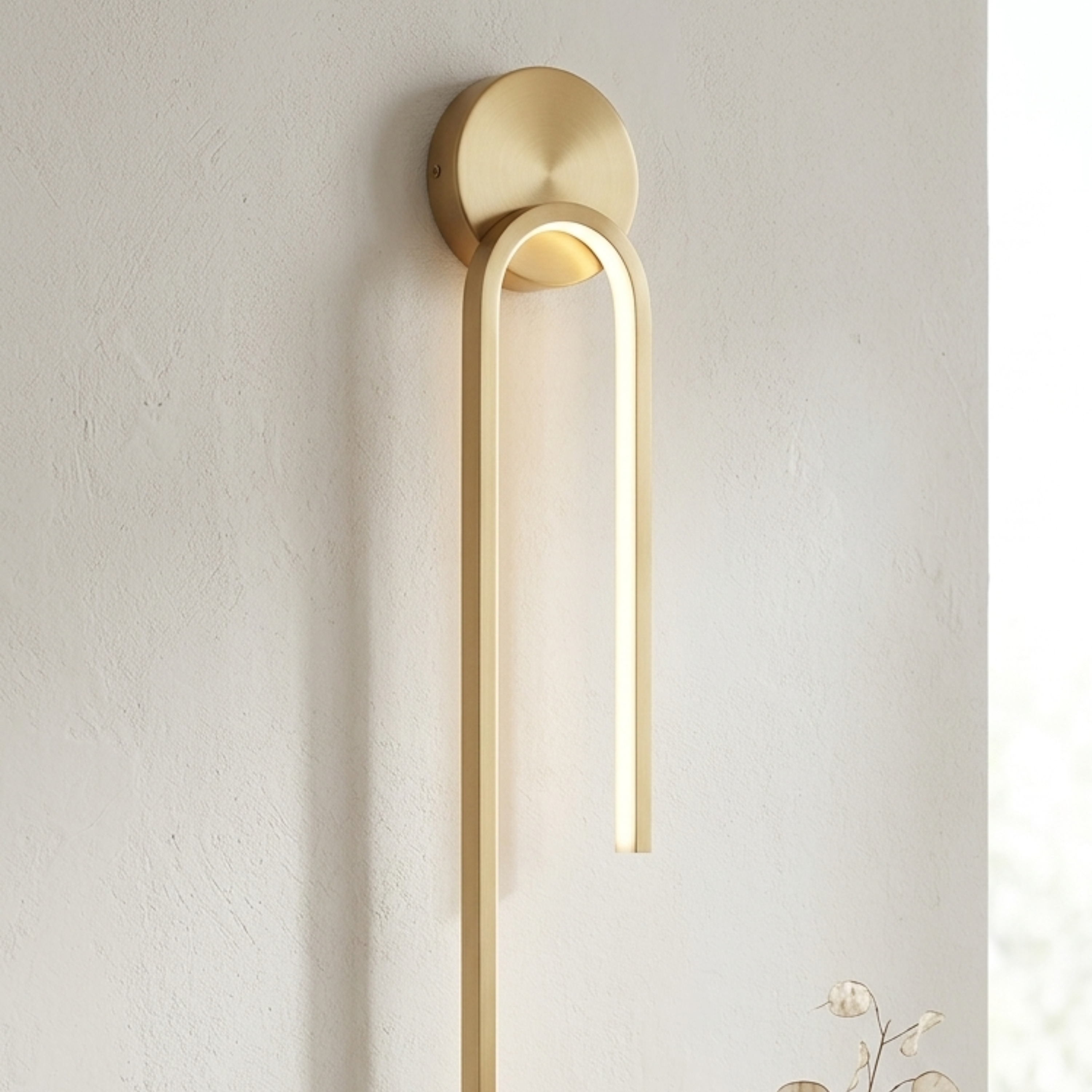 Gold Vertical Loop LED Wall Sconce Modern Indoor Wall Light