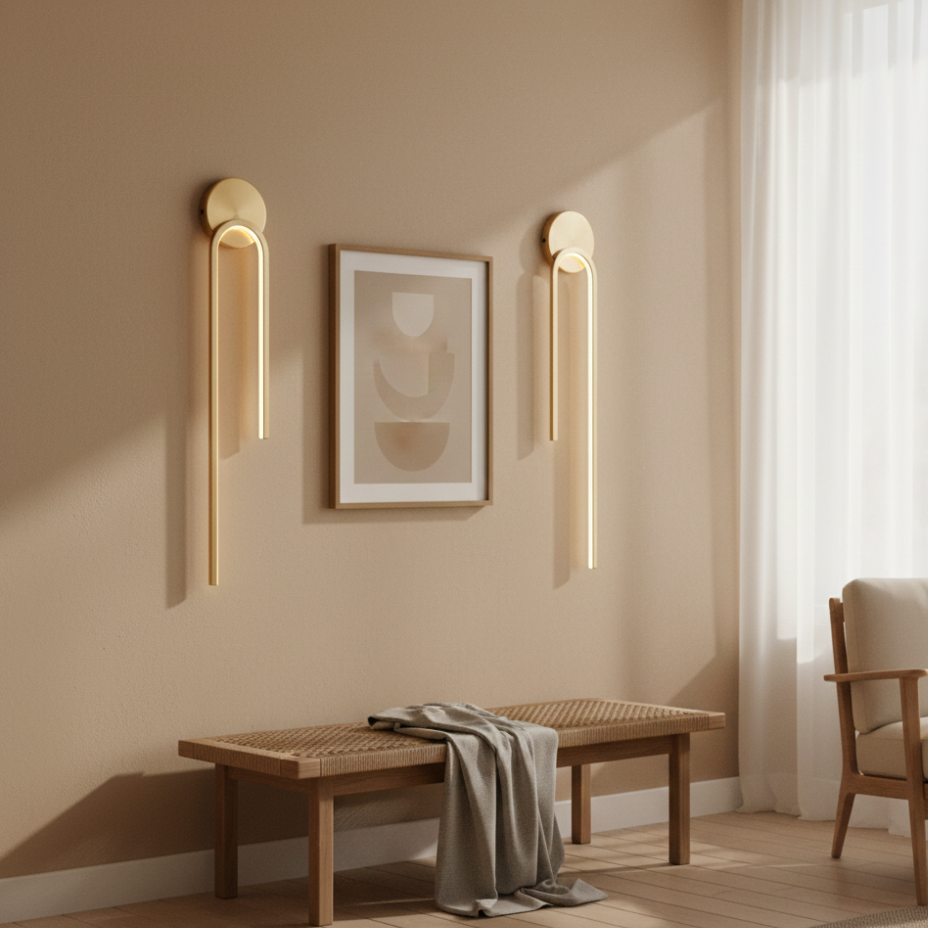 Gold Vertical Loop LED Wall Sconce Modern Indoor Wall Light