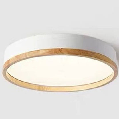 Green Wood Round LED Flush Mount Ceiling Light Nordic Scandi