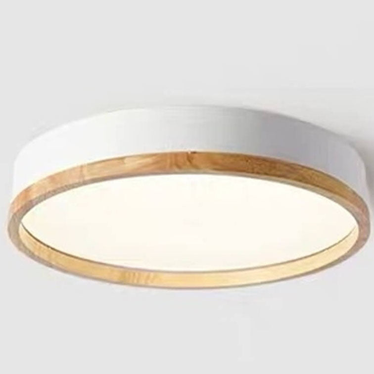 Green Wood Round LED Flush Mount Ceiling Light Nordic Scandi